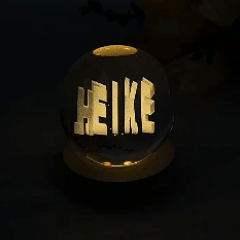 3D-kristallen bolillusie met dubbele gepersonaliseerde naam