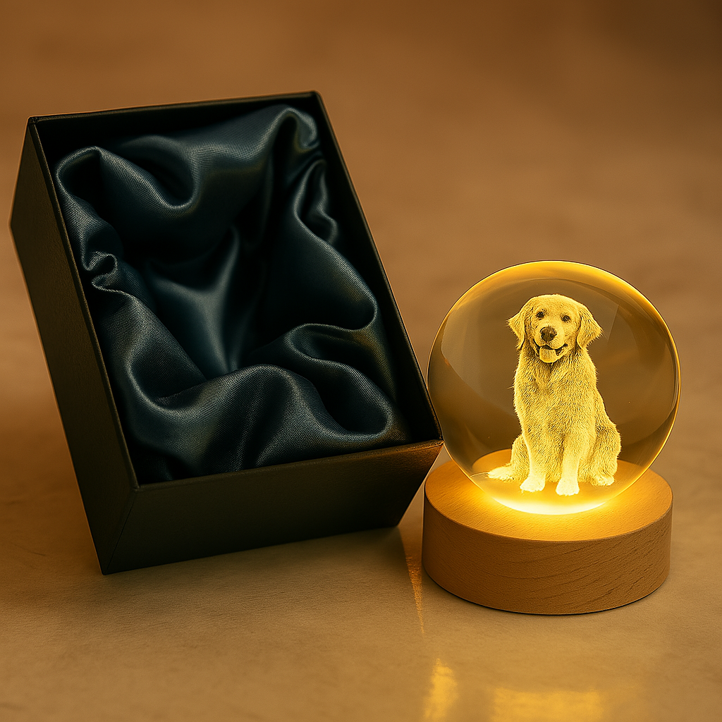 Personalisiertes Nachtlicht mit Kristallgravur für Haustiere