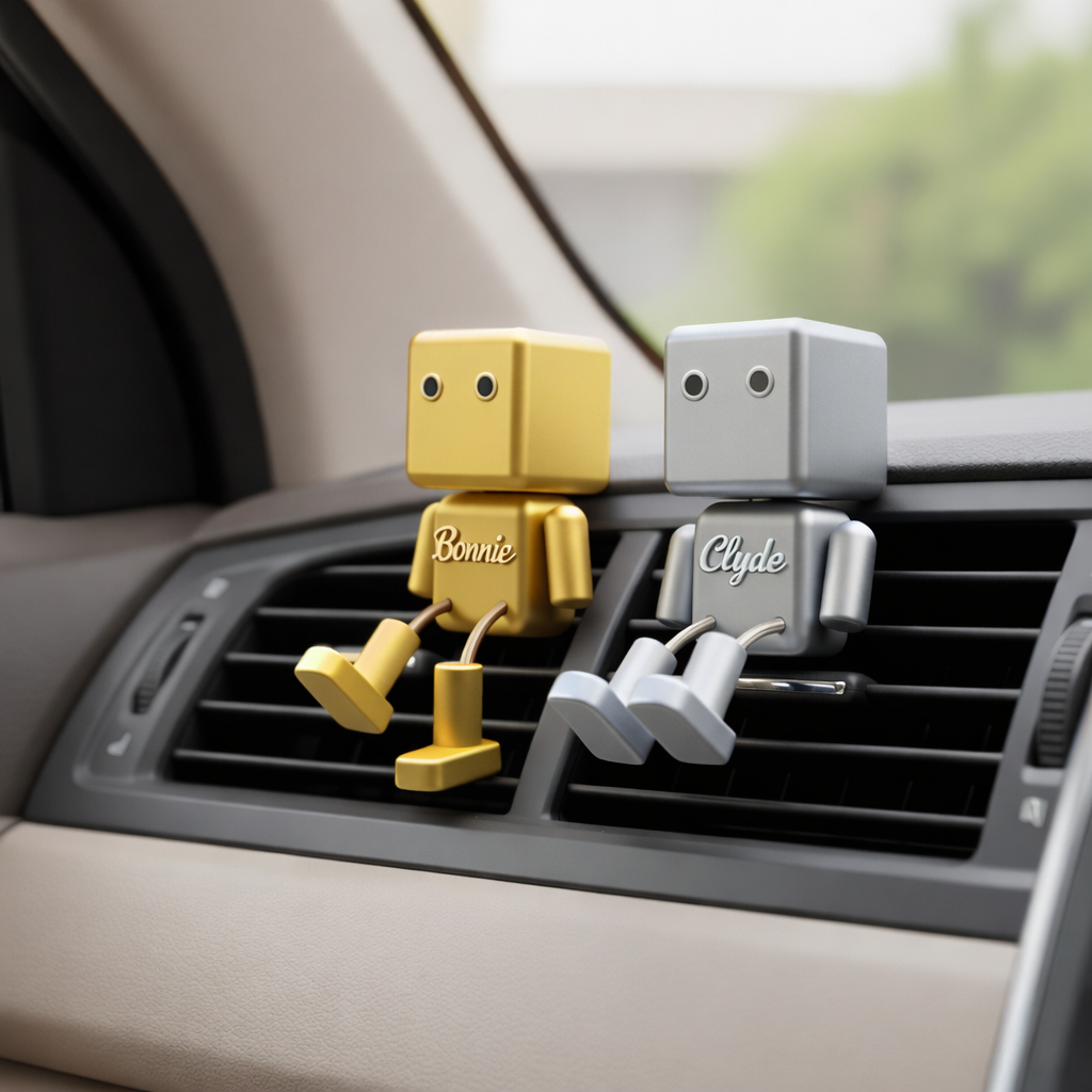 Clip de ventilation de voiture personnalisé – décoration avec prénom et personnage mignon, cadeau pour couples**