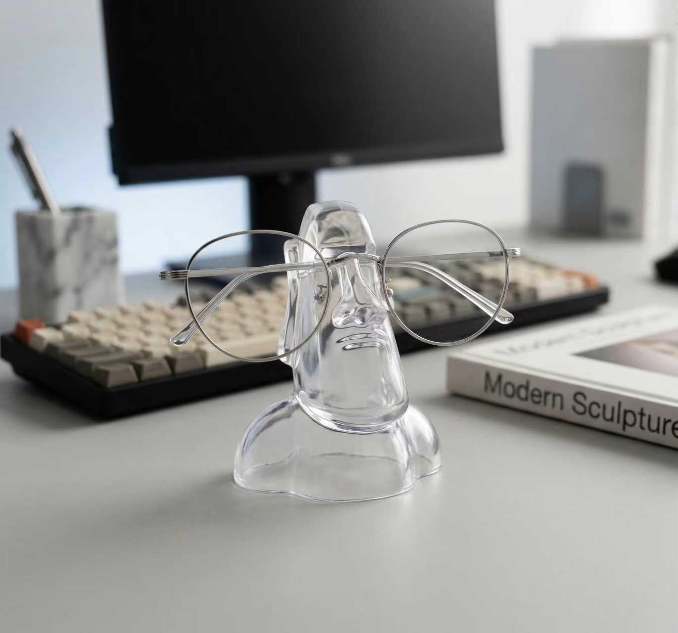 The Modern Moai Glasses Stand | Unique Desk Accessory for Him | Thoughtful Gift for Dad & Men