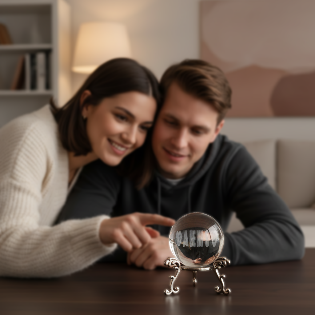 Ilusión de bola de cristal 3D con nombre personalizado doble