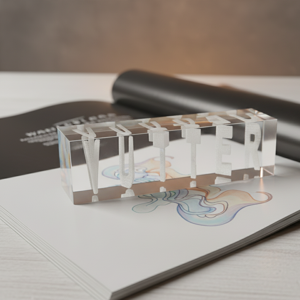 Bloc de cristal 3D personnalisé avec deux prénoms