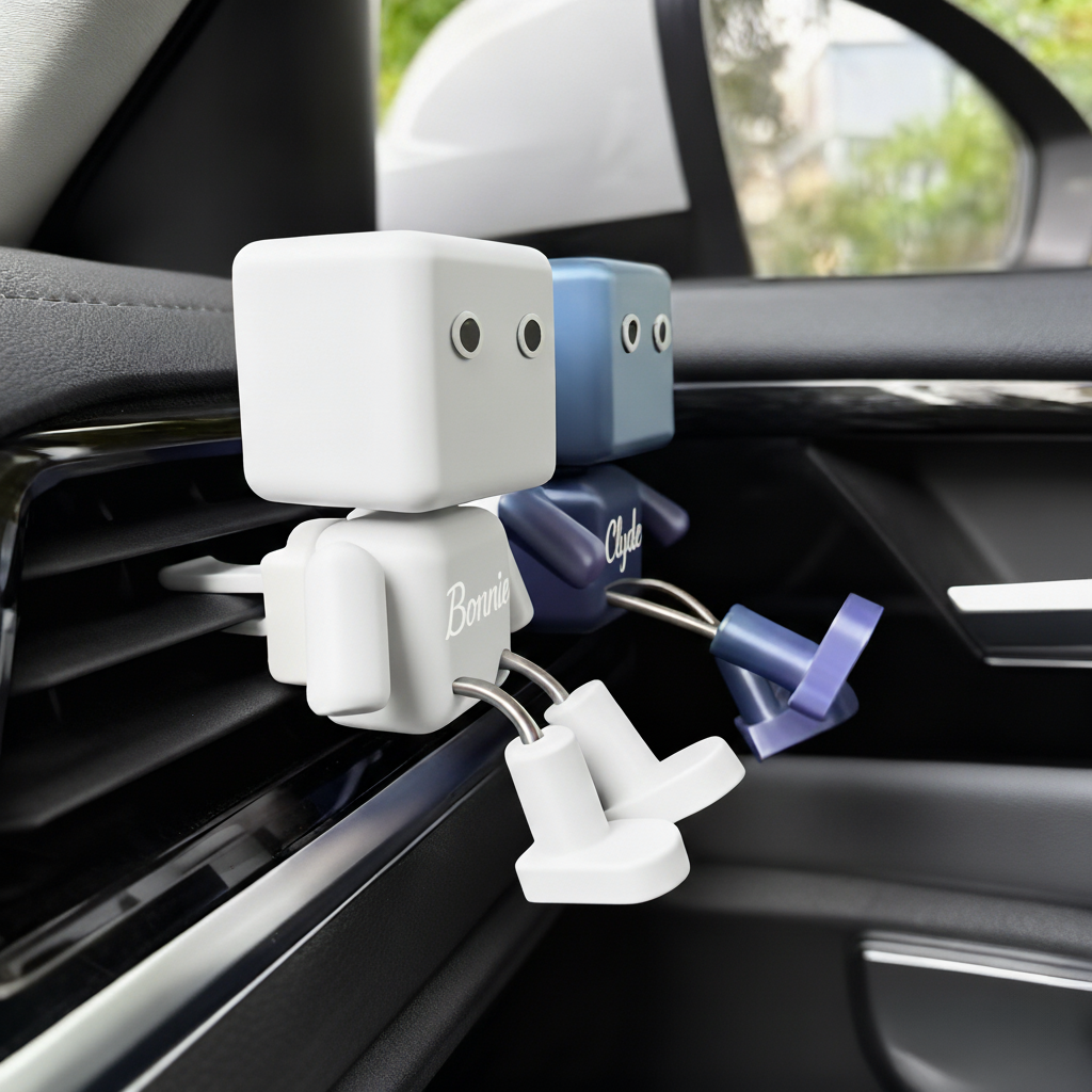 Clip de ventilation de voiture personnalisé – décoration avec prénom et personnage mignon, cadeau pour couples**
