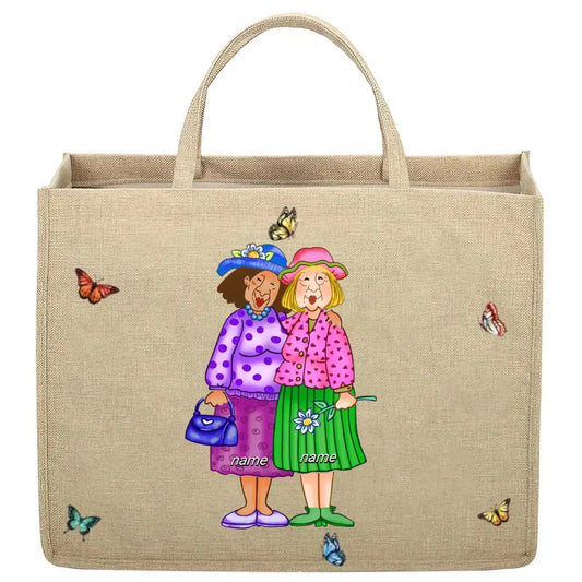 personalisierte Leinen-Einkaufstasche, das perfekte Geschenk für eine alte beste Freundin
