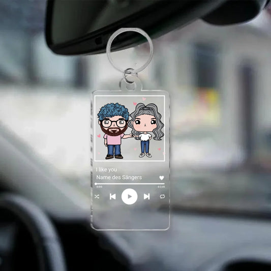 Personalisierter Song-Cartoon-Paar-Schlüsselanhänger