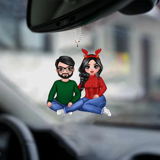 Paar sitzt zusammen - Personalisierter Schlüsselanhänger