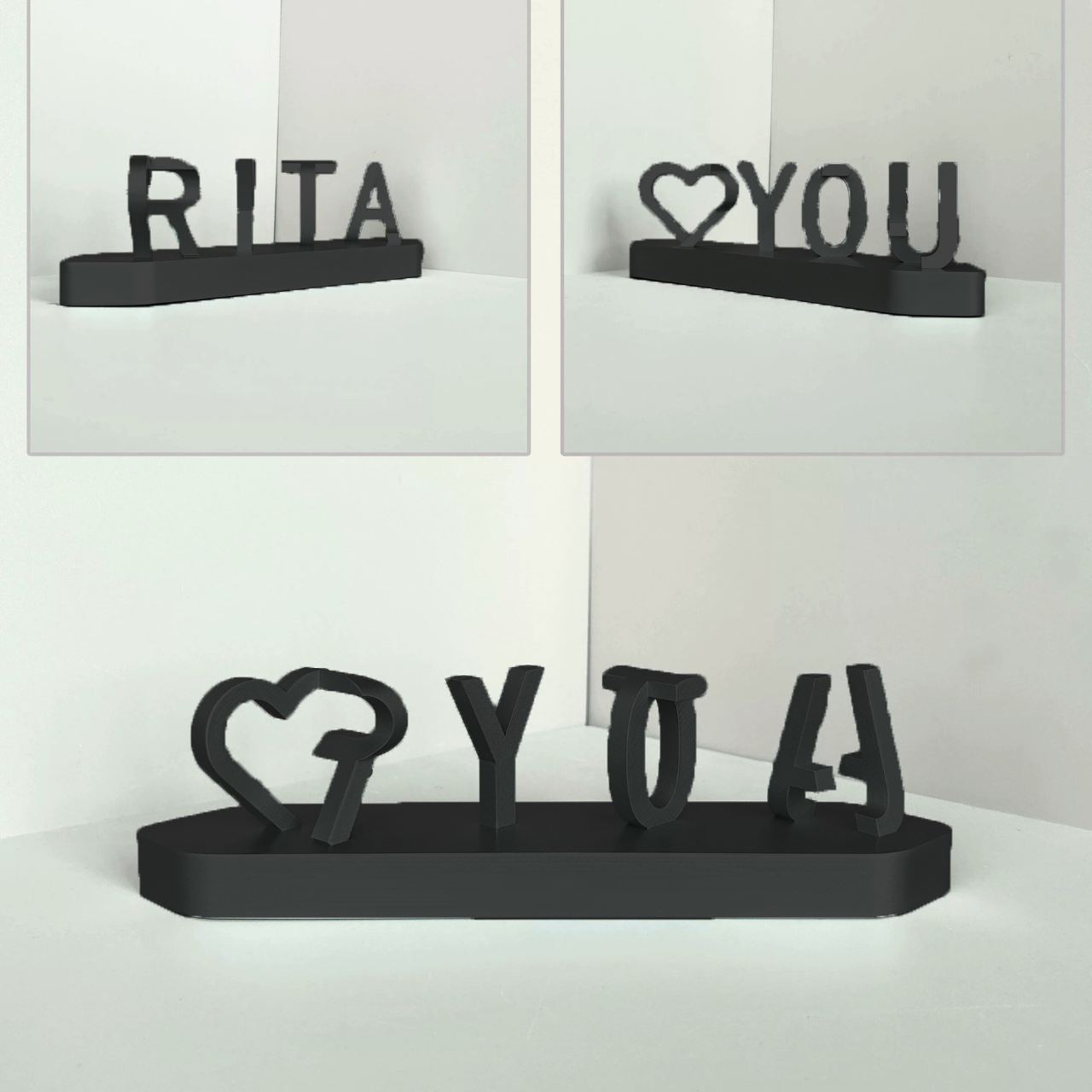 Doppio nome Illusion Love stampato in 3D come dolce regalo