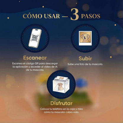 Caja de Recuerdo Holográfico Personalizado para Mascotas