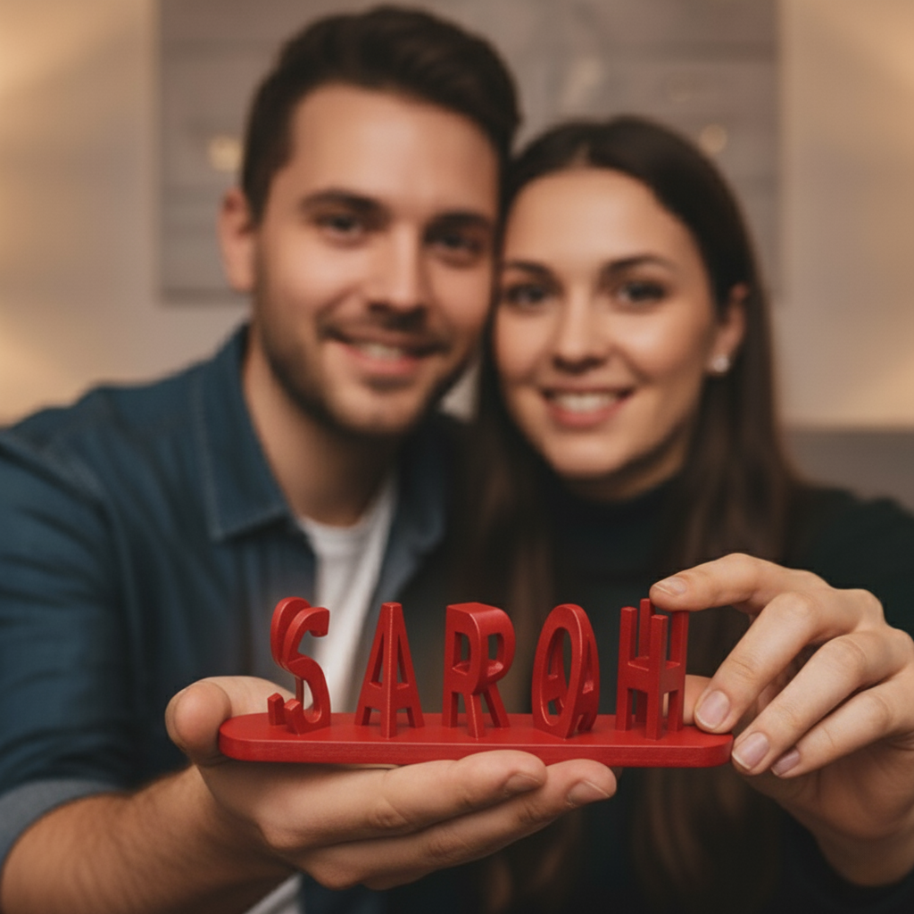 Doppio nome Illusion Love stampato in 3D come dolce regalo