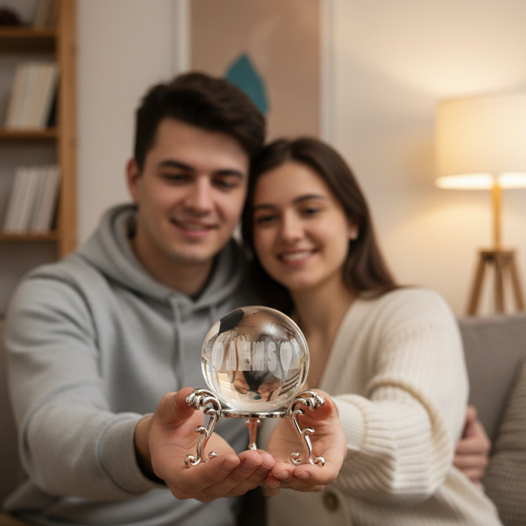 individuelles 3D-Nachtlicht mit zwei Namen und Kristallkugeln